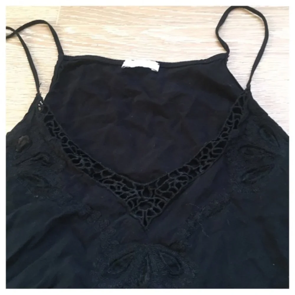 Zara B W Collection Embroidered Tank Black S Cutout Embroidery